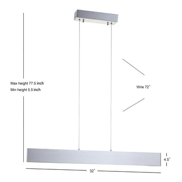 Draper Dimmable Adjustable Integrated LED Metal Linear Pendant - JONATHAN Y